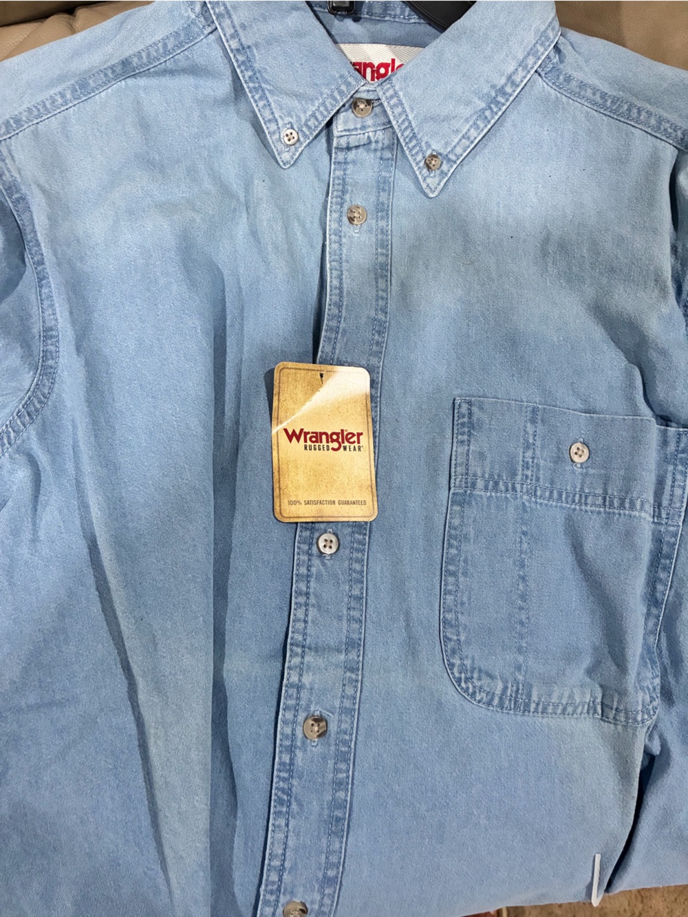 Wrangler Light Blue Denim Button-Down Workshirt